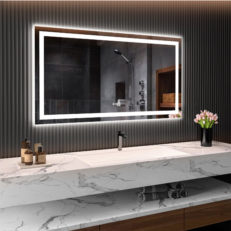 Miroir de salle de bain sans cadre à DEL, 30 po x 55 po