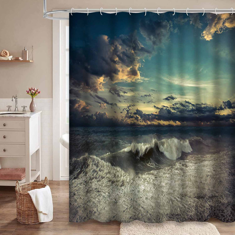 Grande tempête mer vent fort grandes vagues éclaboussures ciel foncé avec 12 crochets, L 72 po x l 84 po
