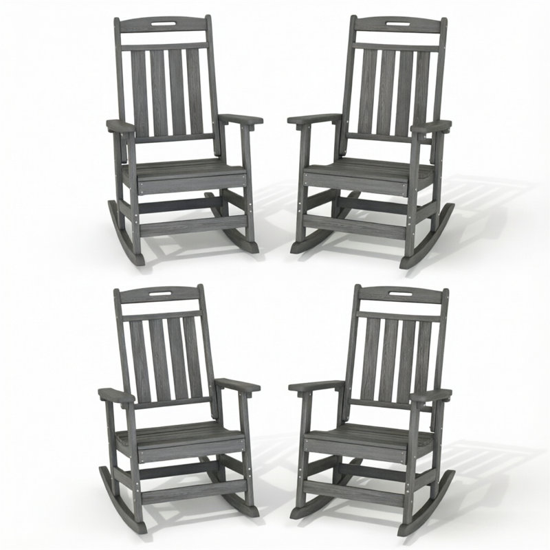 Chaise Adirondack berçante Hdpe, Gris