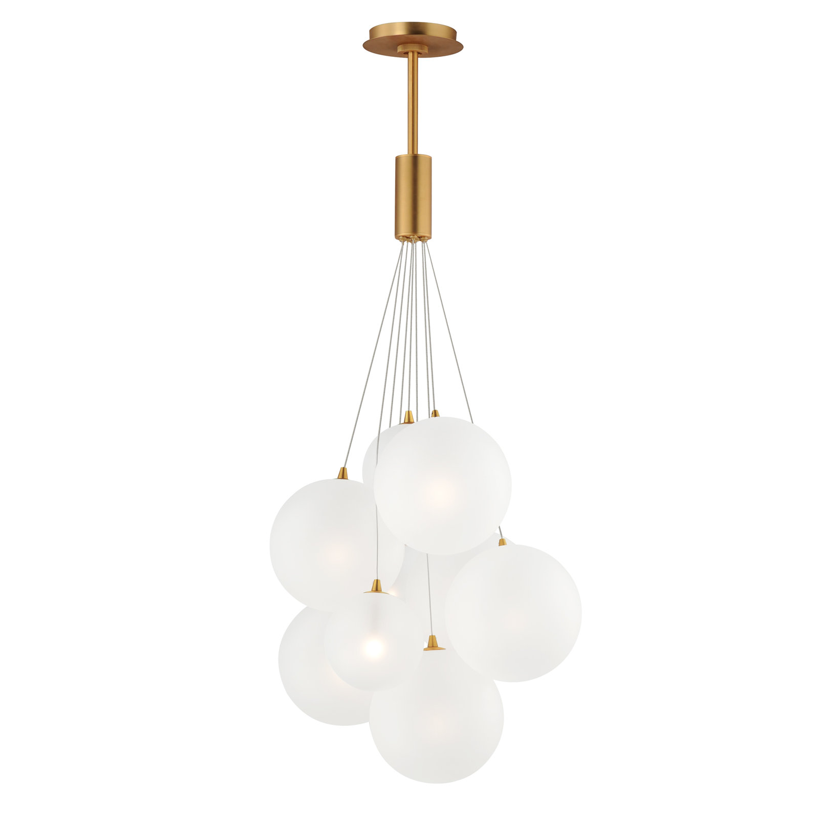 Alhowra 9 Light Glass Steel Dimmable Pendant, White, Gold