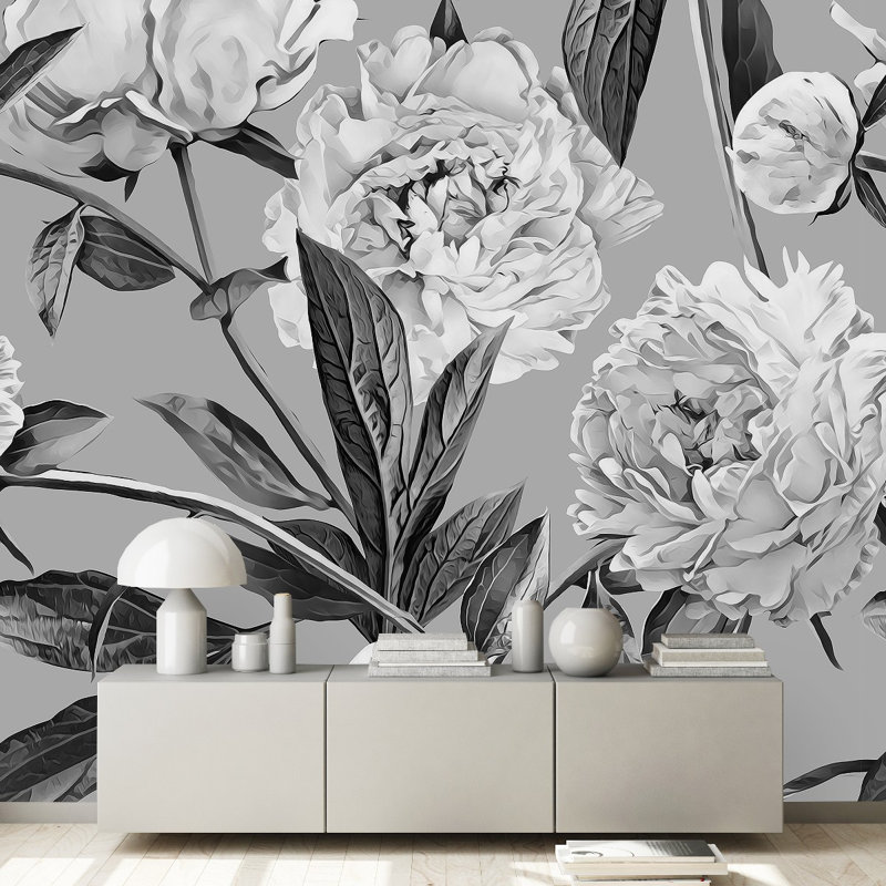 Murale, L 10,42 pi x L 10,42 pi, Gris / noir