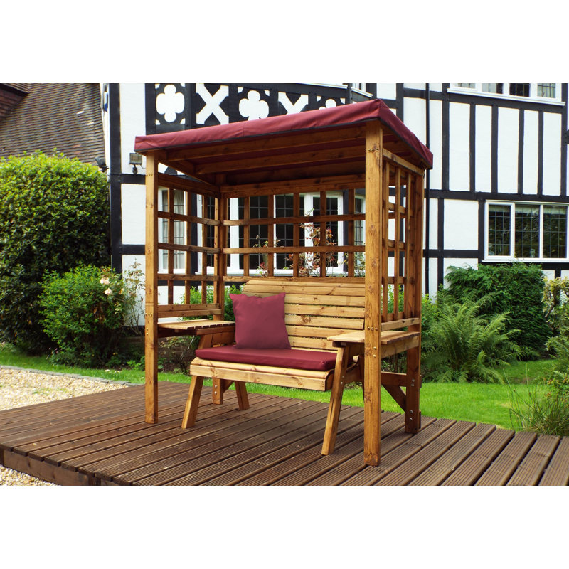 Figueroa Solid Wood Outdoor Bench, Burgundy