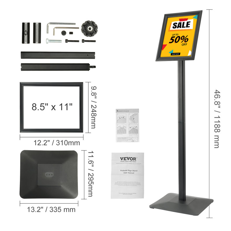 Pedestal Sign Holder with Metal Base