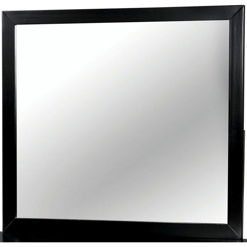 Bary Wood Flat Wall Mirror, Black