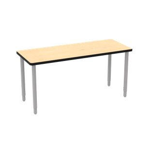 WB Mfg ELO® Rectangular School Classroom Table, 24"x60" Maple HPL Top with Black Edge, Silver 2" Legs Adjust in Height (26.25"-40.25”) Nylon Glides