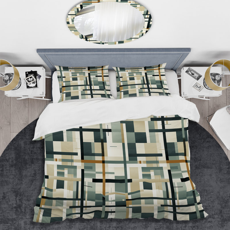 Ensemble de housse de couette à motif géométrique gris et beige Natural Tones