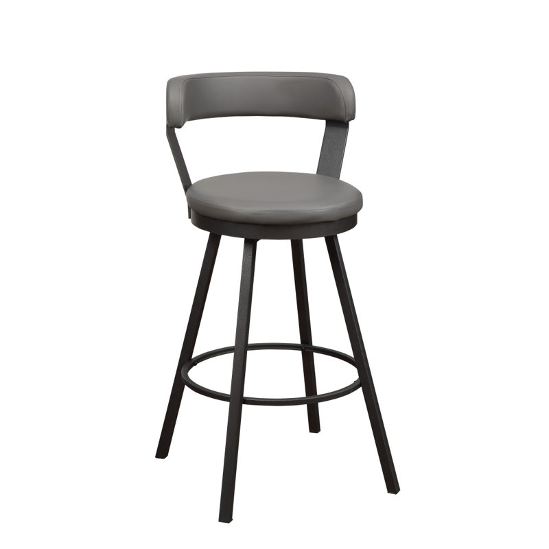 Ensemble de chaises de pub en similicuir rembourrées en métal avec ensemble de 2 chaises pivotantes à 360 degrés, Gris