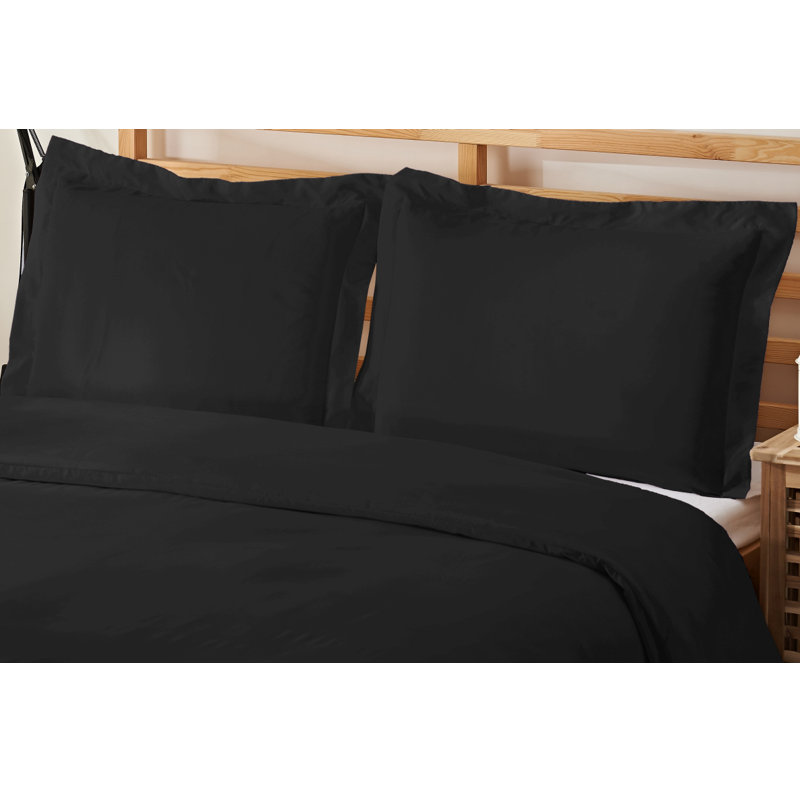 Polyester Duvet Cover, Black, Queen Duvet Cover + 2 Standard Shams