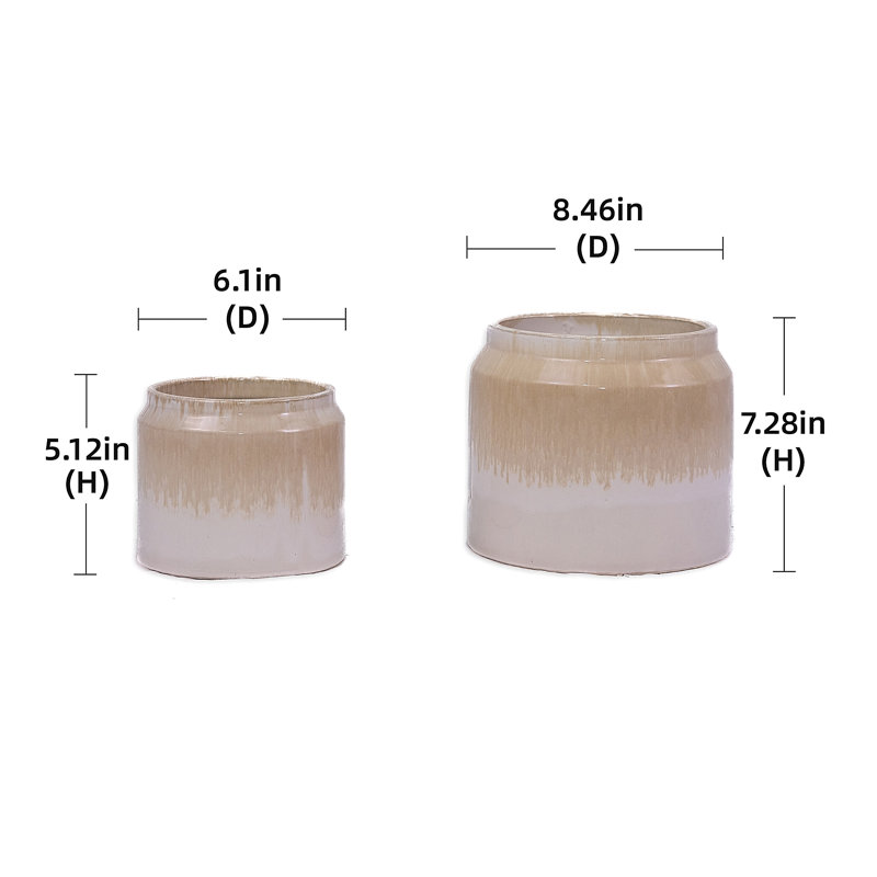 High-quality ceramic flower pots, Brown/White