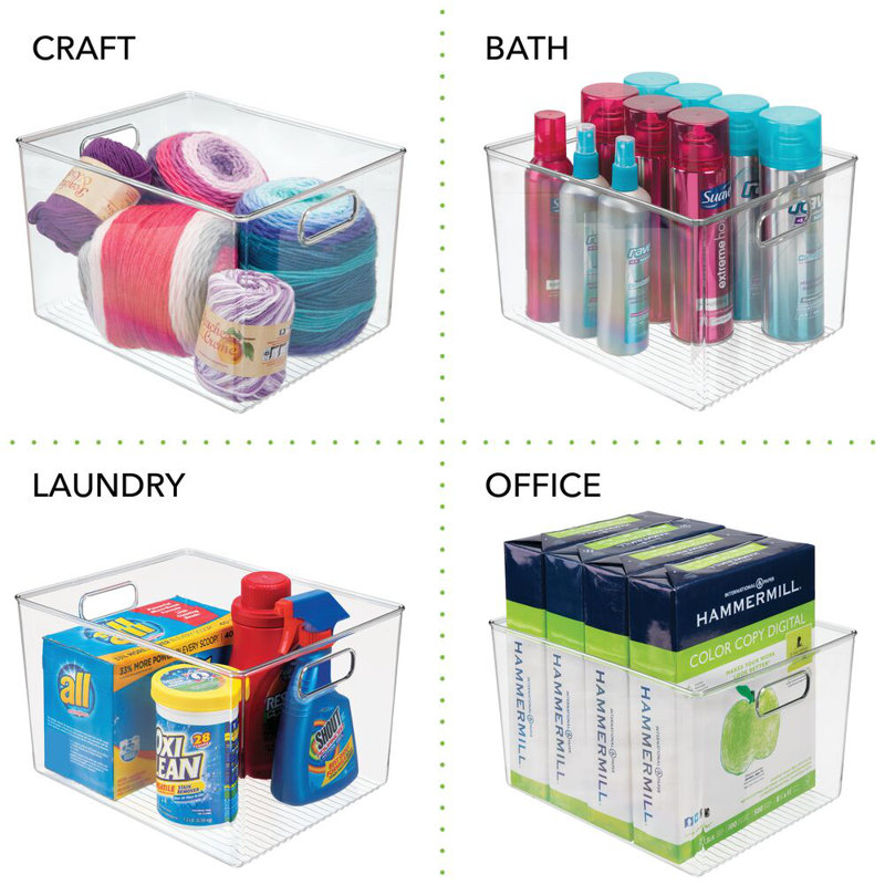 Rebrilliant Plastic Storage Organizer Large Kitchen Container Bin - 2 Pack - Clear