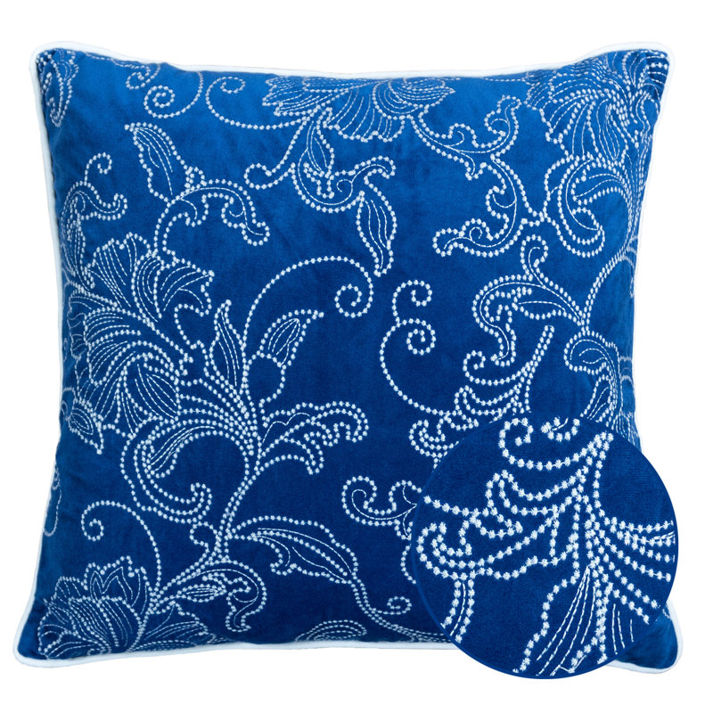Damask Throw Pillow, Blue