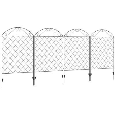 Panneaux de clôture décoratifs en métal pour clôture pour jardinières, paquet de 4 panneaux de clôture en acier L 11,5 pi x H 43 po