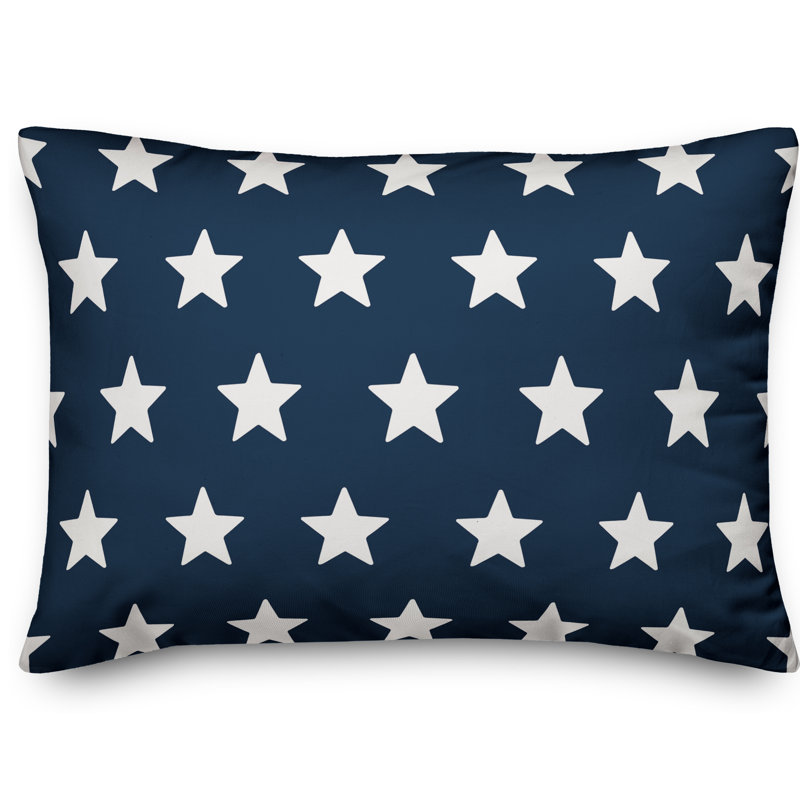  Coussin lombaire intérieur / extérieur réversible à rayures et étoiles, Housse de coussin seulement - sans coussin