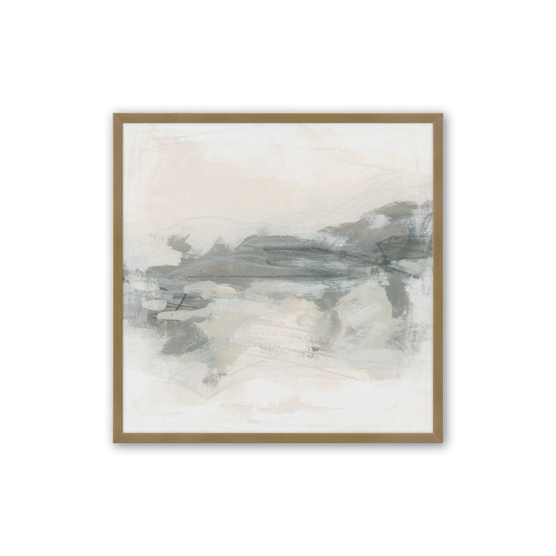 «Soft Lines of Memory II», reproduction sur toile dans un cadre, H 13,75 po x l 13,75 po, Cadre d'angle ouvert brossé doré