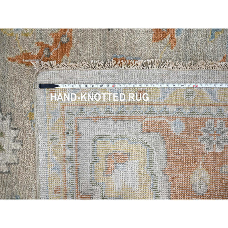 Tapis unique gris noué à la main nouvel âge 11 pi 10 po x 14 pi 9 po Venetis