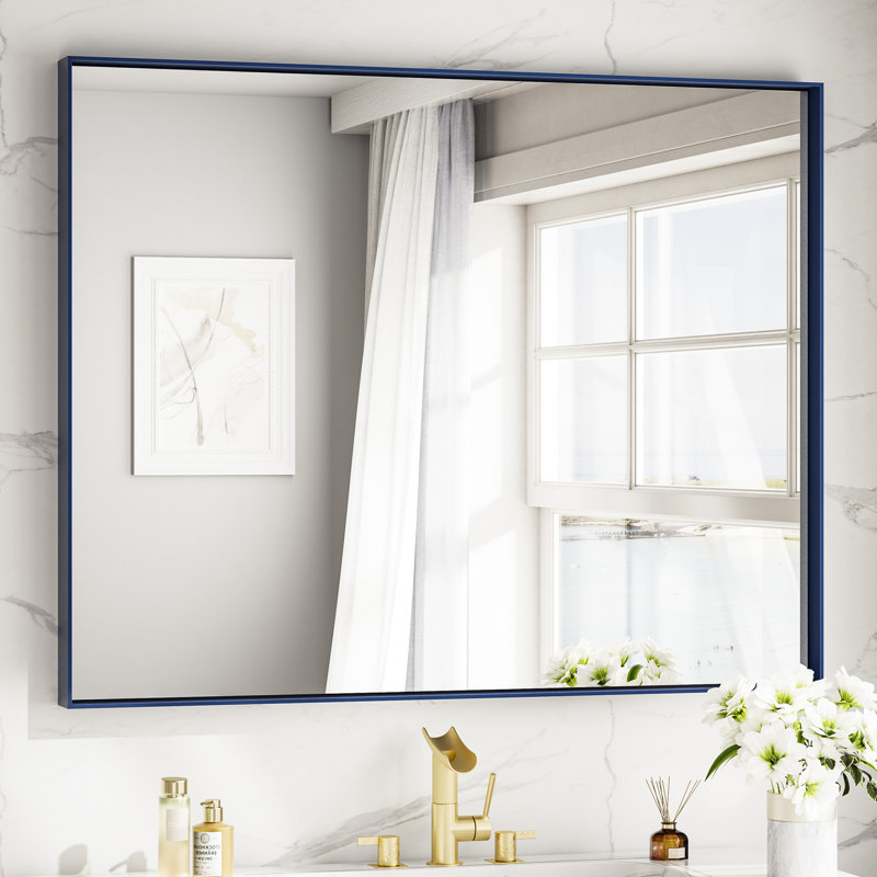 Stemn Framed Bathroom Vanity Mirror Accent Mirror, 48" x 36", Bleu