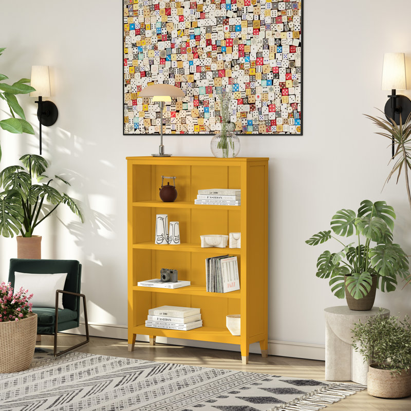 Bookcase, (4 Shelves) 50" H x 35" W x 12" D, Mustard