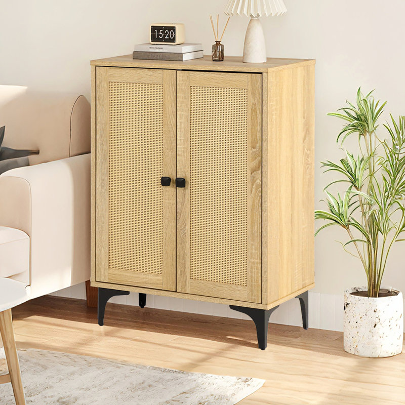 23.6" Wide Boho Rattan Sideboard Buffet Cabinet-2 Doors