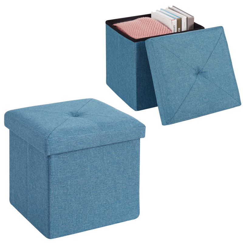 Repose-pieds rembourré Trower, Mélange de polyester bleu