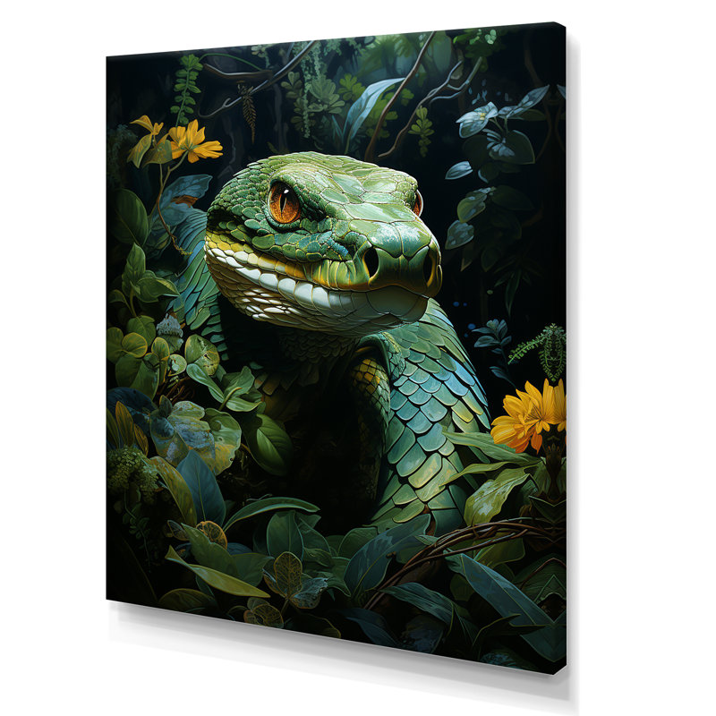 «Ingred Green Snake Solitude», reproduction sur toile, Toile tendue, H 32 po x l 24 po x P 1 po