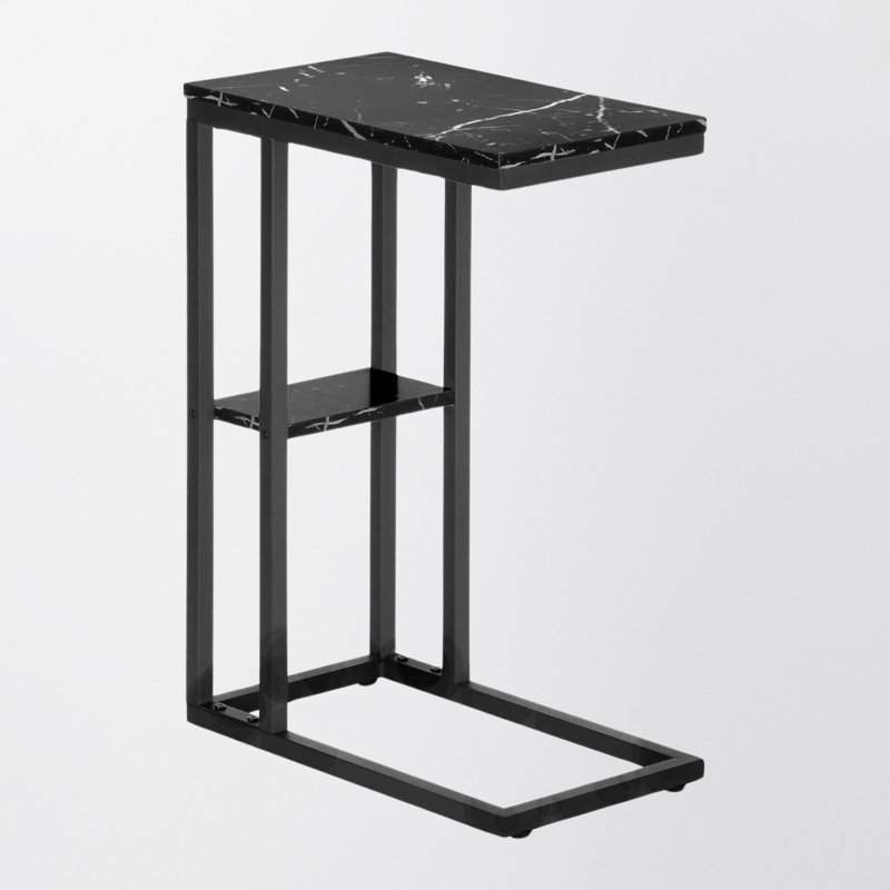 Pitt Accent Tables, Black Marble Look Laminate, Black Metal, 25.02'' H X 10.05'' W X 18.03'' D