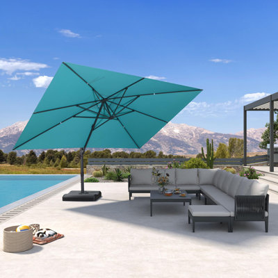 10' × 13' Patio Cantilever Umbrella Outdoor Rectangle Adjustable Offset Umbrellas with 360-degree Rotation