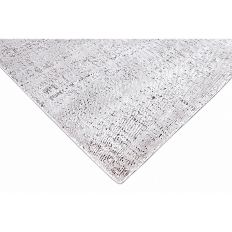 Hand Knotted Wool Abstract Area Rug in Silver, Rectangle 8' x 10'