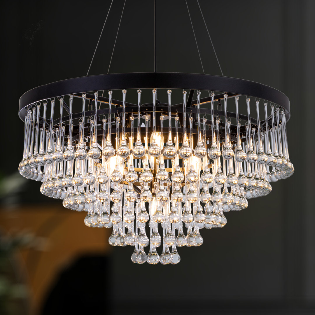 Jermisha 9 - Light Crystal Dimmable Tiered Chandelier House of Hampton®