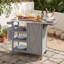 Chariot pour îlot de cuisine en acier inoxydable avec roues verrouillables, armoire de rangement et tablettes ouvertes-133210007