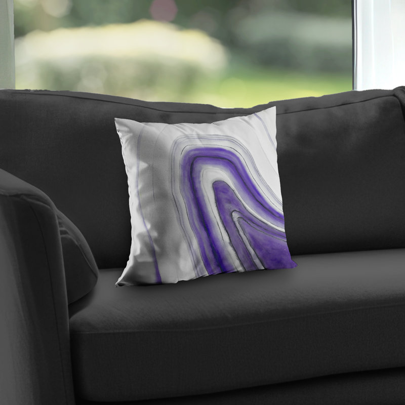 Purple Round Geode Throw - Illustrative White – Throw Pillow Cover Only, Double-Sided Print, Insert Not Included