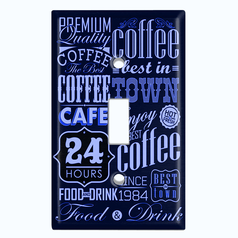 Plaque murale d'interrupteur à bascule 1 face Coffee Diner, Bleu foncé