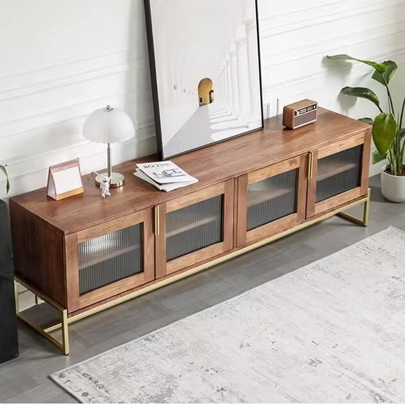 Meuble télé compact en noyer noir, H 25,59 po x L 78,74 po x l 17,71 po