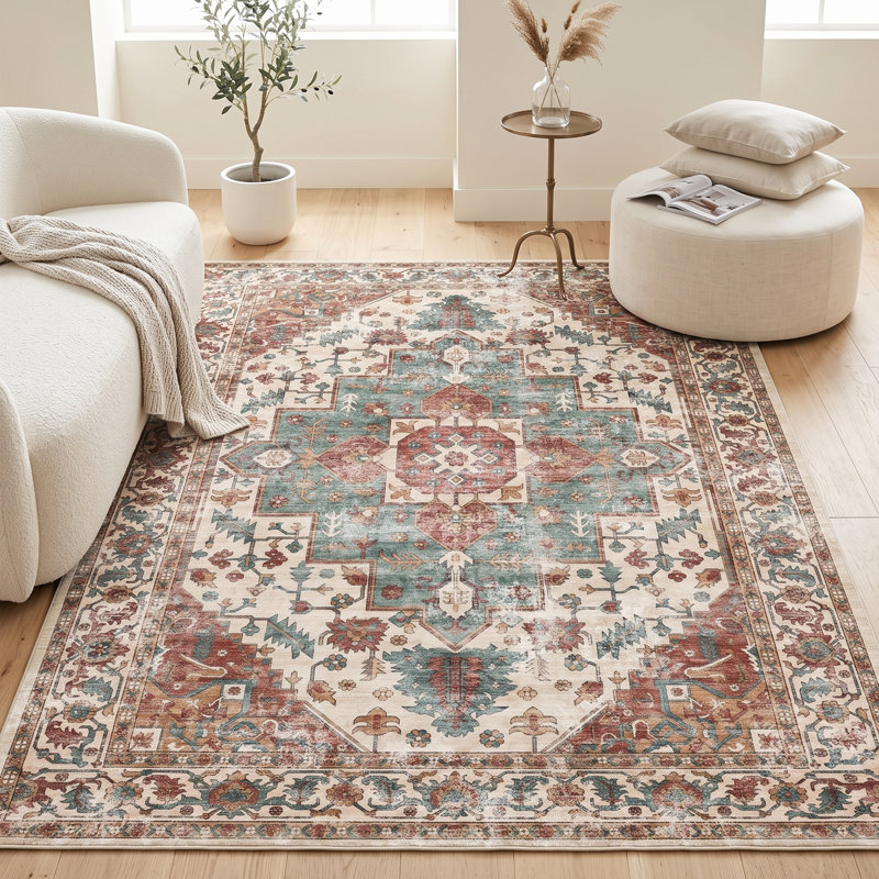 Tapis d'intérieur antidérapant lavable à la machine, Rouge, 3'*5'