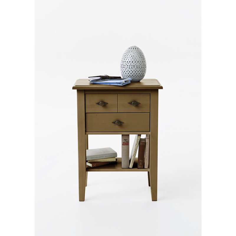 Kelly Solid Wood End Table, Stained and oiled brown/Brown