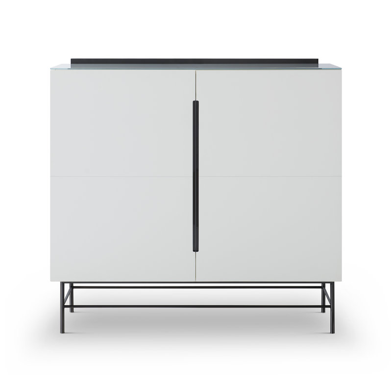 Nicholls Sideboard, Matt White/Dark Chrome