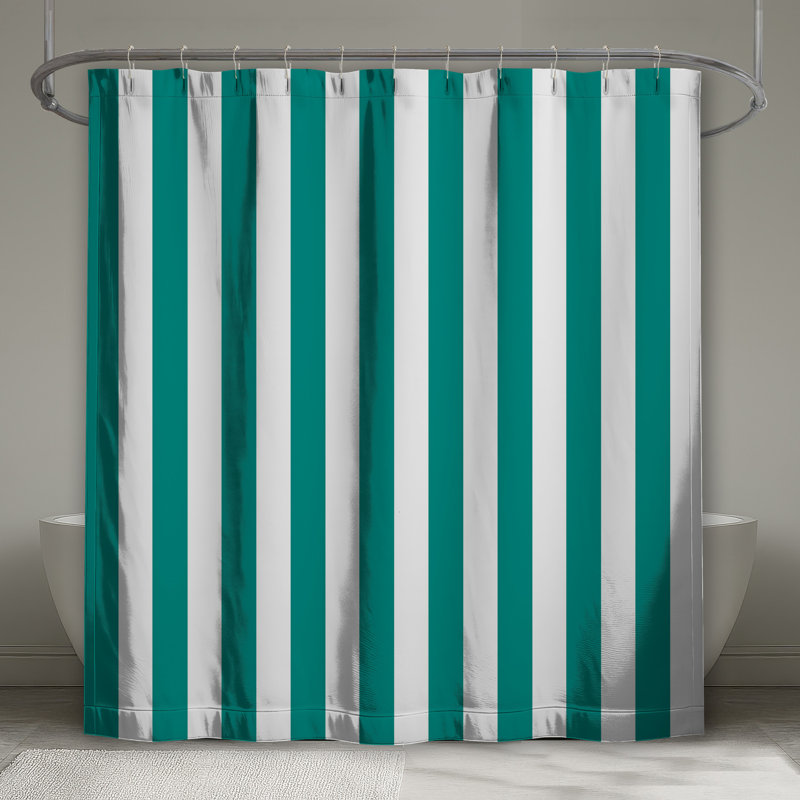 Teal Vertical Stripes Shower Curtains Extra Long, L 70 po x H 93 po