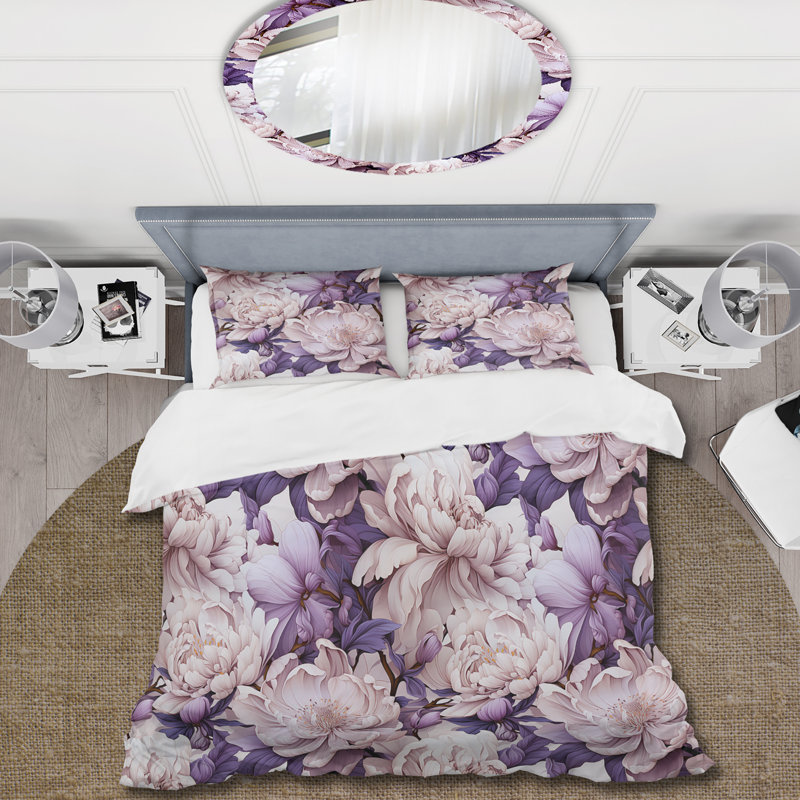 Ensemble de housse de couette Purple Poppies Harmony I, Housse de couette pour très grand lit et 2 très