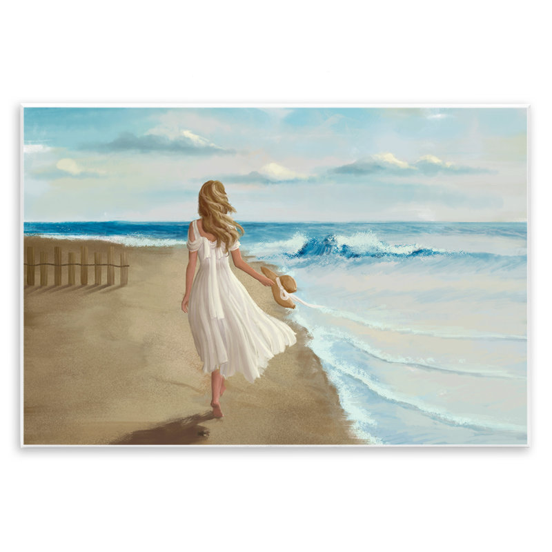 «Walk on the Beach Blue Ocean» par Ziwei Li - reproduction d'art, H 10 po x l 15 po