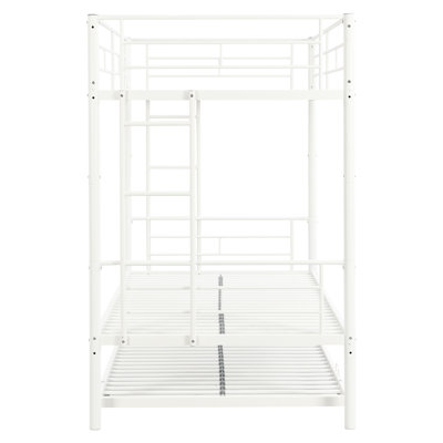 Lit superposé en métal avec lit gigogne en blanc, confortable pour lit simple silencieux, peu encombrant