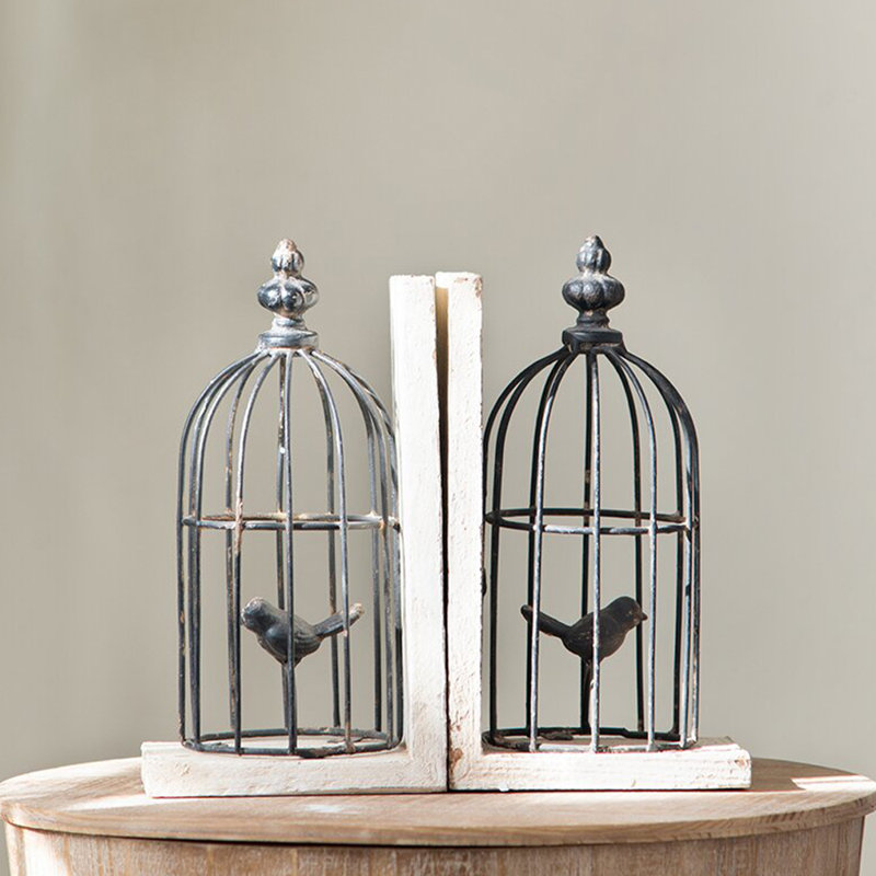 Serre-livres en métal avec base en bois
