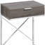  Table de bout transitionnelle en bois taupe et argent 24 po avec tiroir