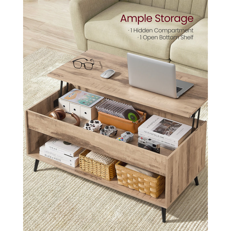 Lift Top Coffee Table with Storage, Natural