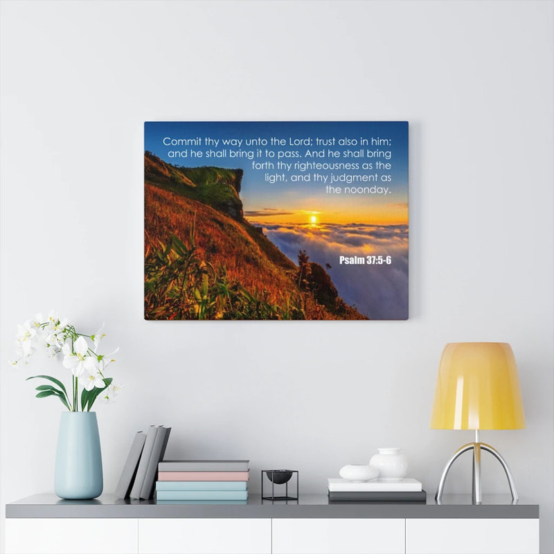 Commit Thy Way Psalm 37:5-6 - Wrapped Canvas Print