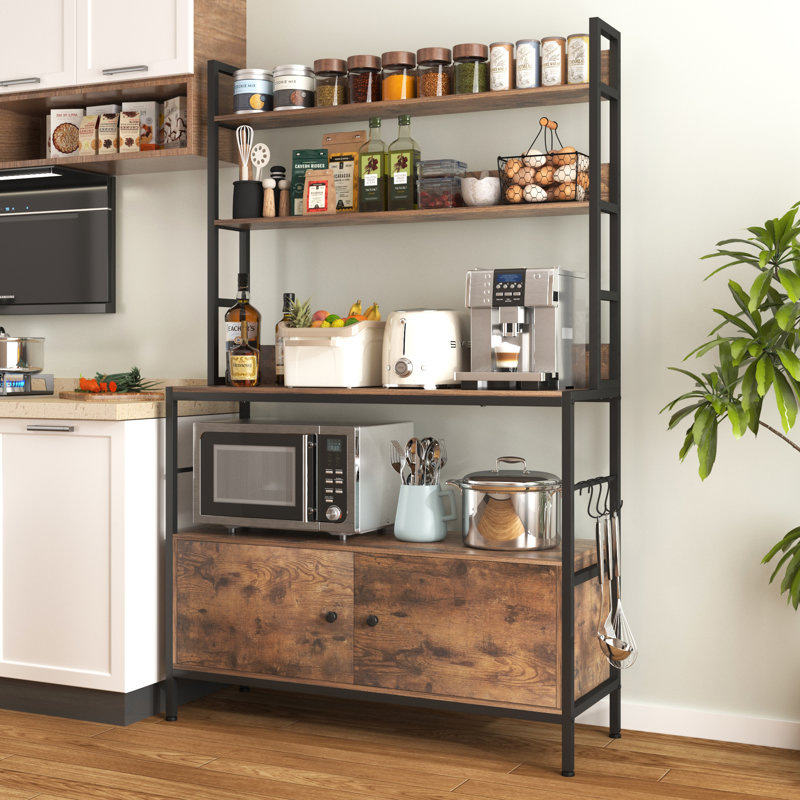 Étagère de cuisine avec armoire de rangement et tablettes pour micro-ondes