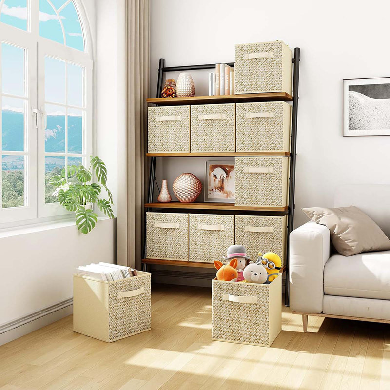 Wisdom Star 10 Pack Fabric Storage Cubes With Handle, Foldable 13X13 Inch Large Cube Storage Bins, Storage Baskets For Shelves, Storage Boxes For Organizing Closet Bins