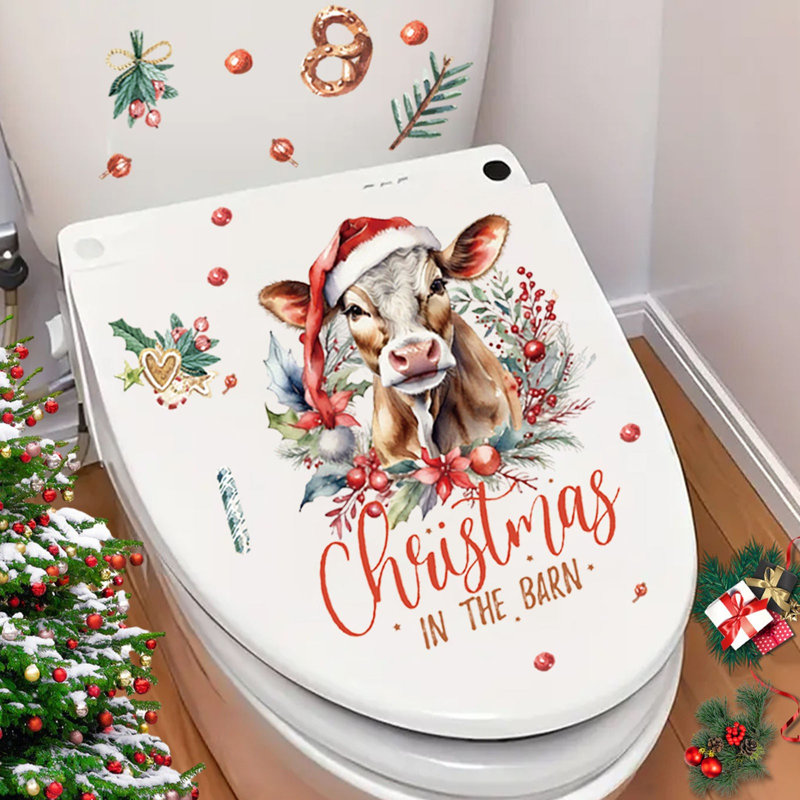Autocollant de toilette de Noël style ferme