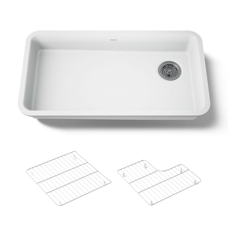 Cairn 33 In. X 18-5/16 In. X 5-11/16 In. Undermount Single-Bowl Kitchen Sink, Matte White