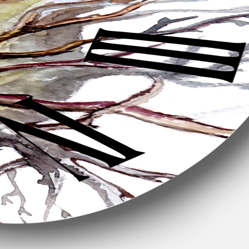 Rétro oiseau sur une branche - horloge murale traditionnelle, Surdimensionné