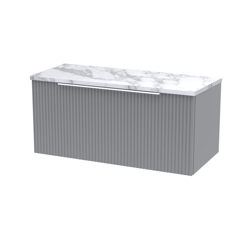 Fluted 80.5cm Single Bathroom Vanity Base Only, Satin Grey