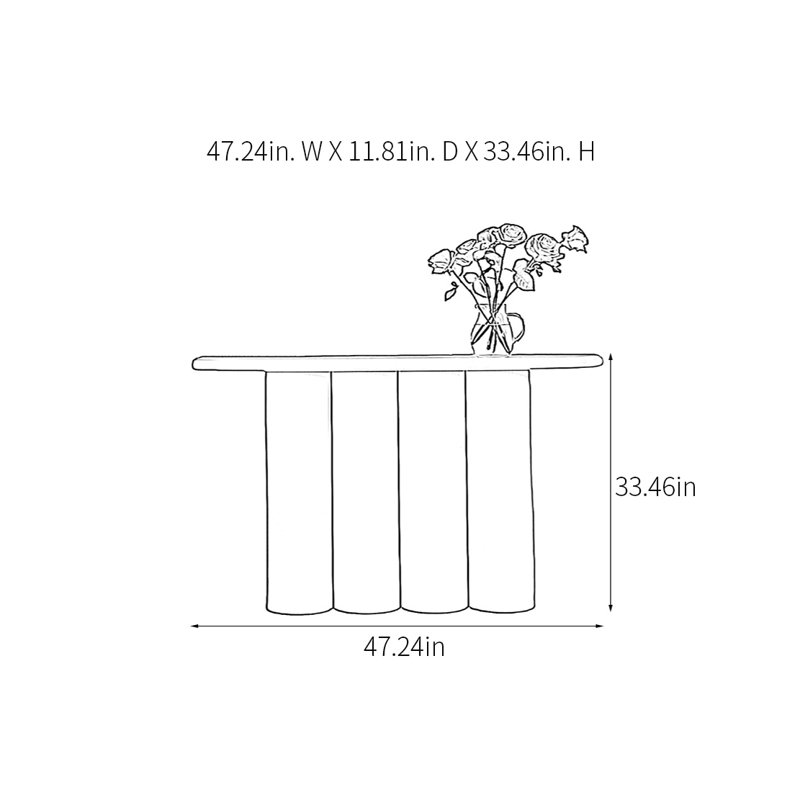 Console Modern Minimalist, Blanc, H 33,46 po x l 47,24 po x P 11,81 po